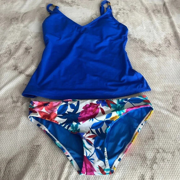 Bleu Rod Beattie Aruba Bleu Tankini Size 4 and Floral Bikini Bottom Size 6 - Picture 8 of 12